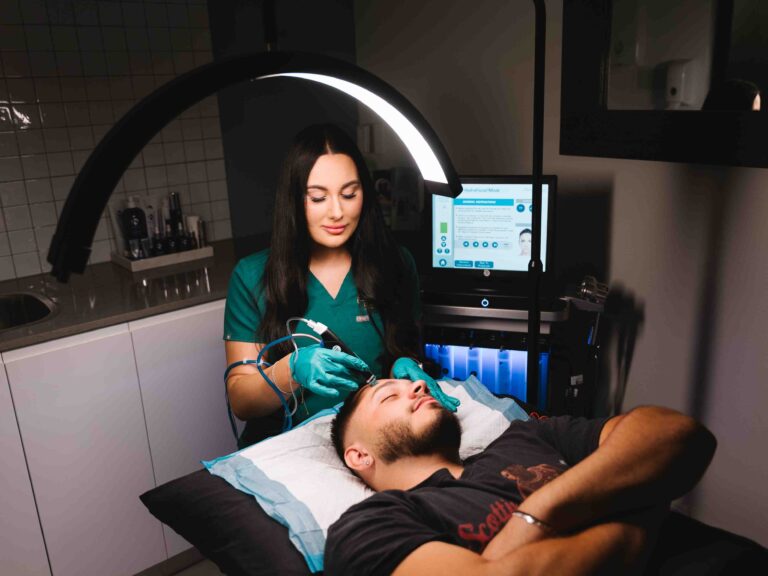 Skin needling treatment at a Parramatta cosmetic clinic to improve skin texture and tone.
