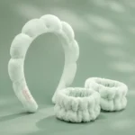 Mint cloud spa headband and two wrist cuffs